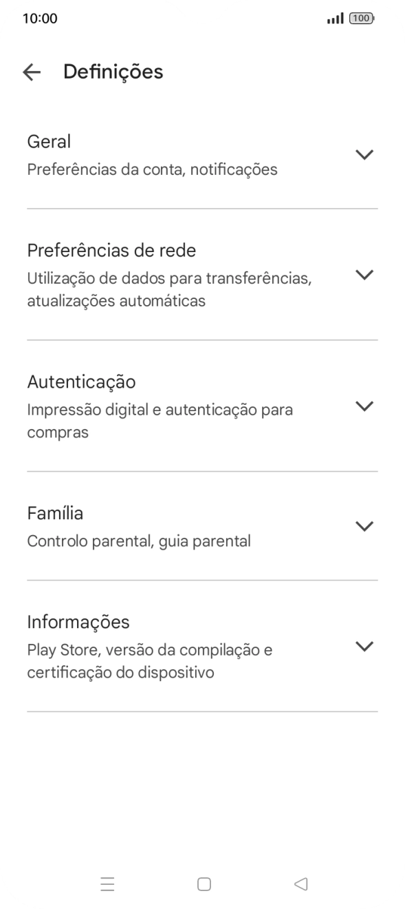 Prima Preferências de rede.