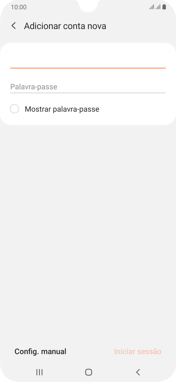 Prima Palavra-passe e introduza a password da sua conta de e-mail na Vodafone.