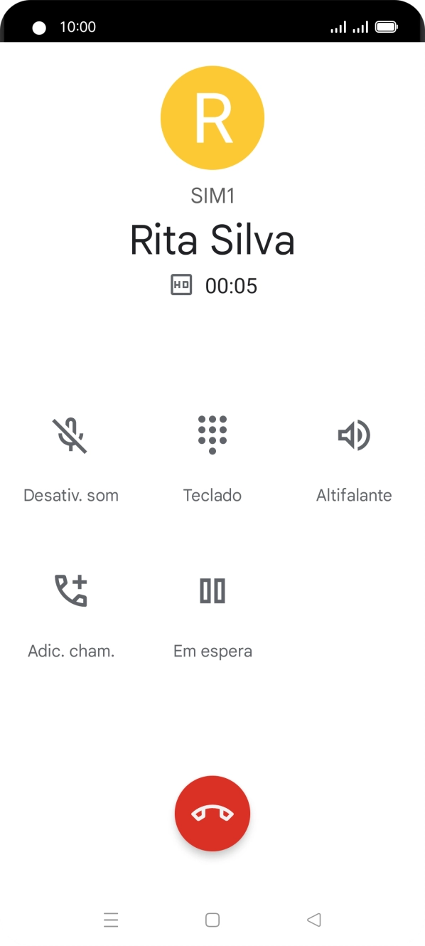 Prima o ícone para terminar a chamada.