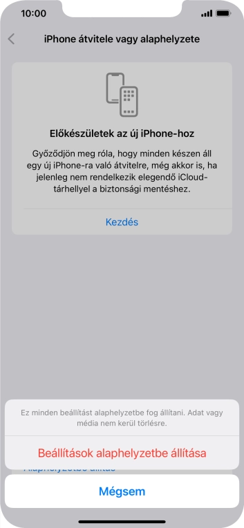 Válaszd a Beállítások alaphelyzetbe állítása lehetőséget.