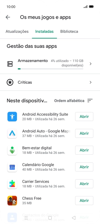 Prima a app pretendida.
