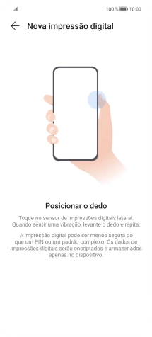Siga as indicações no ecrã para definir a impressão digital como código de bloqueio.