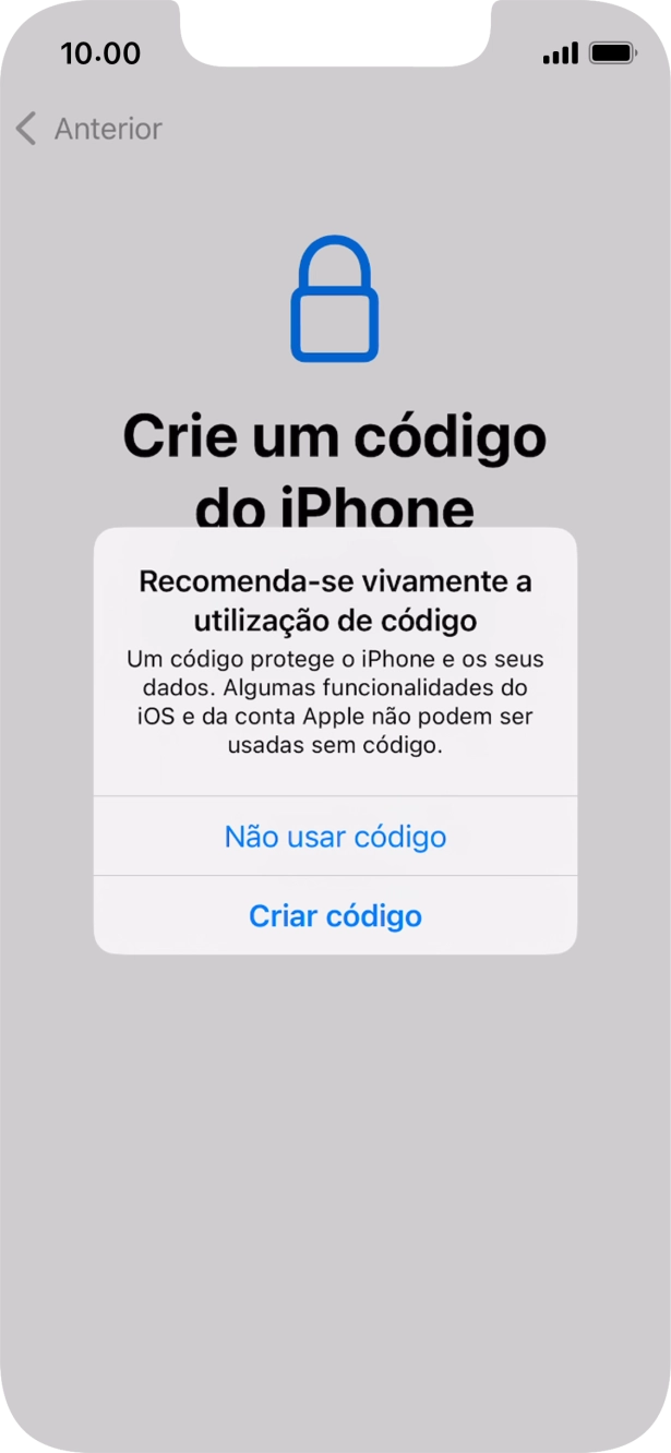 Se desativar a função, prima Não usar código.