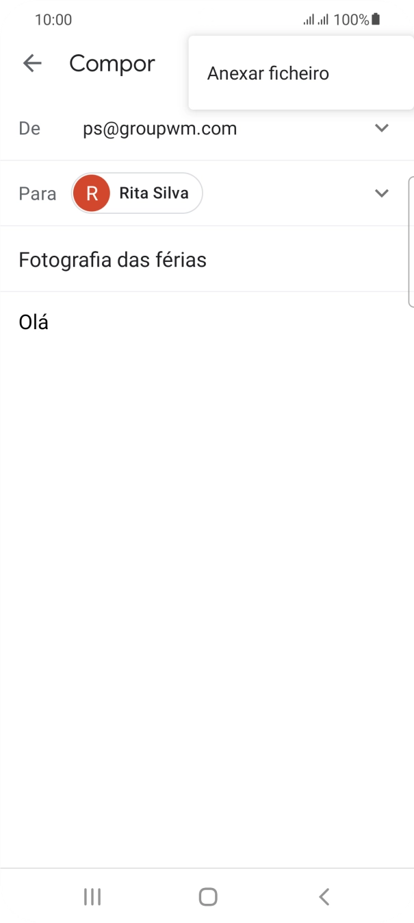 Prima Anexar ficheiro e vá até à pasta pretendida.