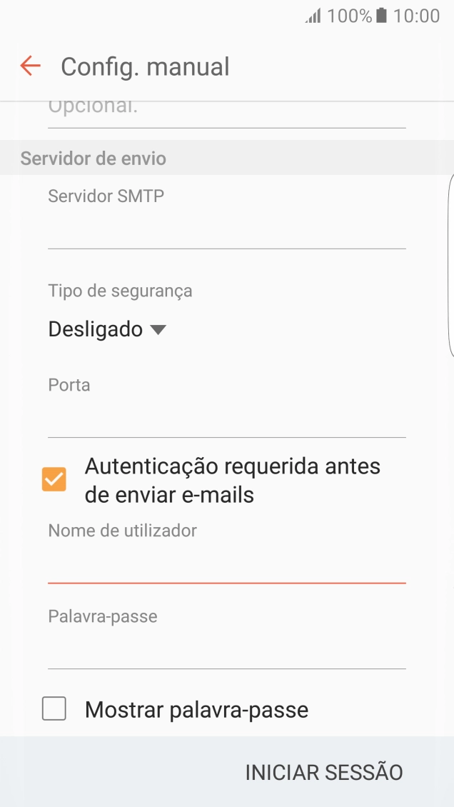 Prima INICIAR SESSÃO.