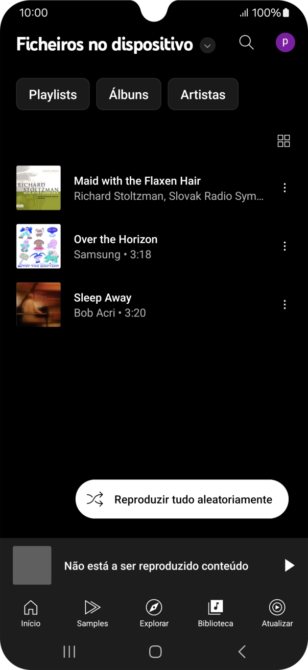 Prima o ficheiro de música pretendido.
