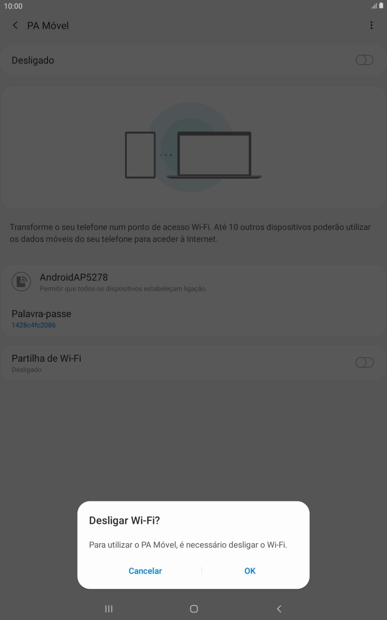 Se o Wi-Fi estiver ativado, prima OK.