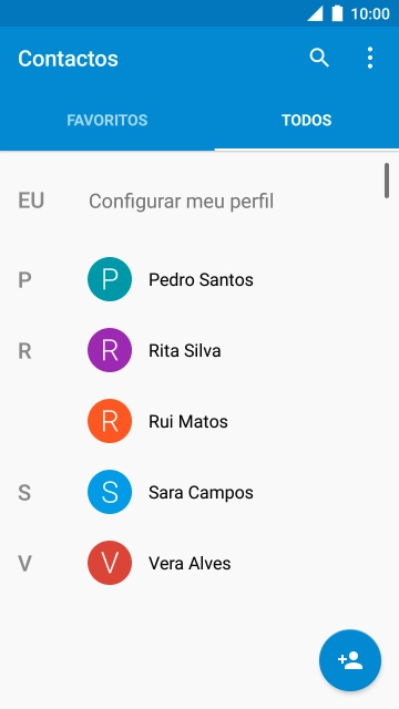 Prima o ícone de novo contacto.