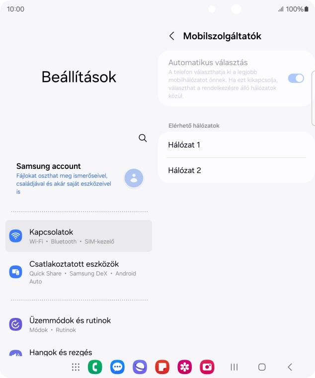 Válaszd ki a kívánt hálózatot.