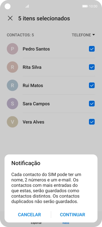 Prima CONTINUAR.