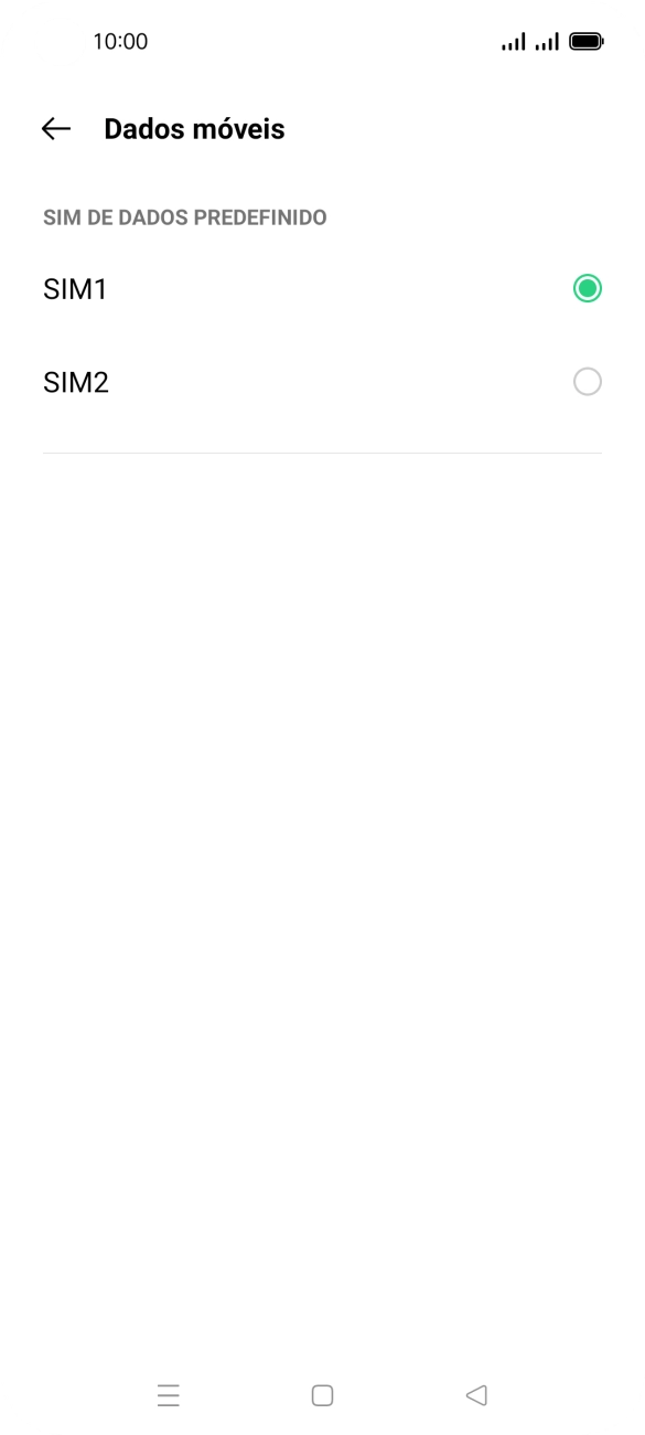 Prima o cartão SIM pretendido.