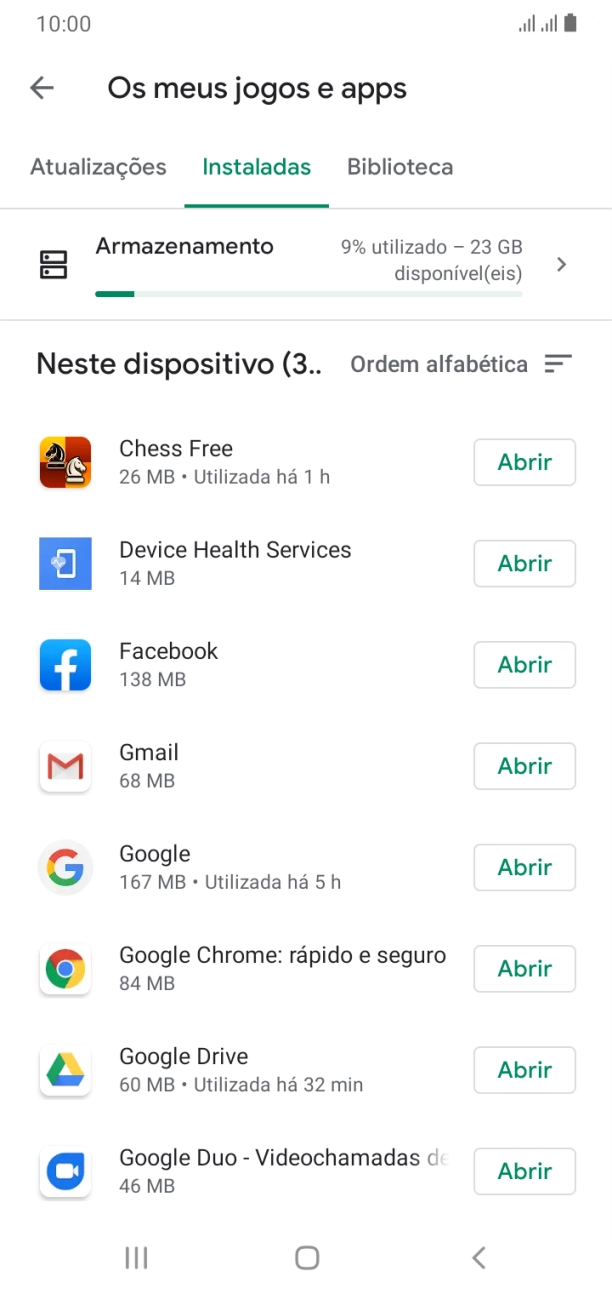Prima a app pretendida.