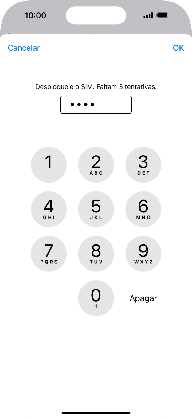Introduza o seu código PIN e prima OK.