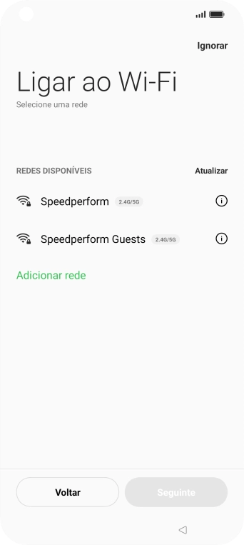 Prima a rede pretendida.