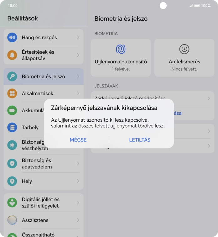 Válaszd a LETILTÁS lehetőséget.