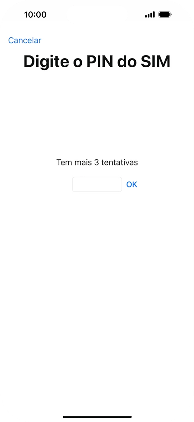 Se o cartão SIM estiver bloqueado, deve introduzir o código PIN e premir OK.