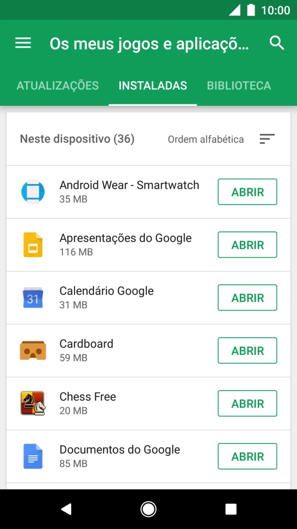 Prima a app pretendida.