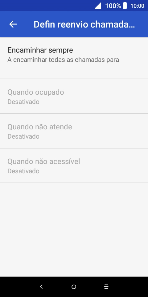 Prima o tipo de desvio pretendido.