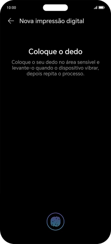 Siga as indicações no ecrã para definir a impressão digital como código de bloqueio.