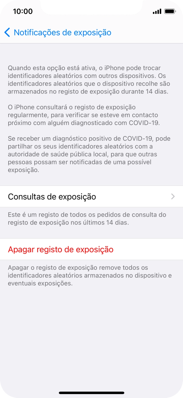 Prima Apagar registo de exposição.