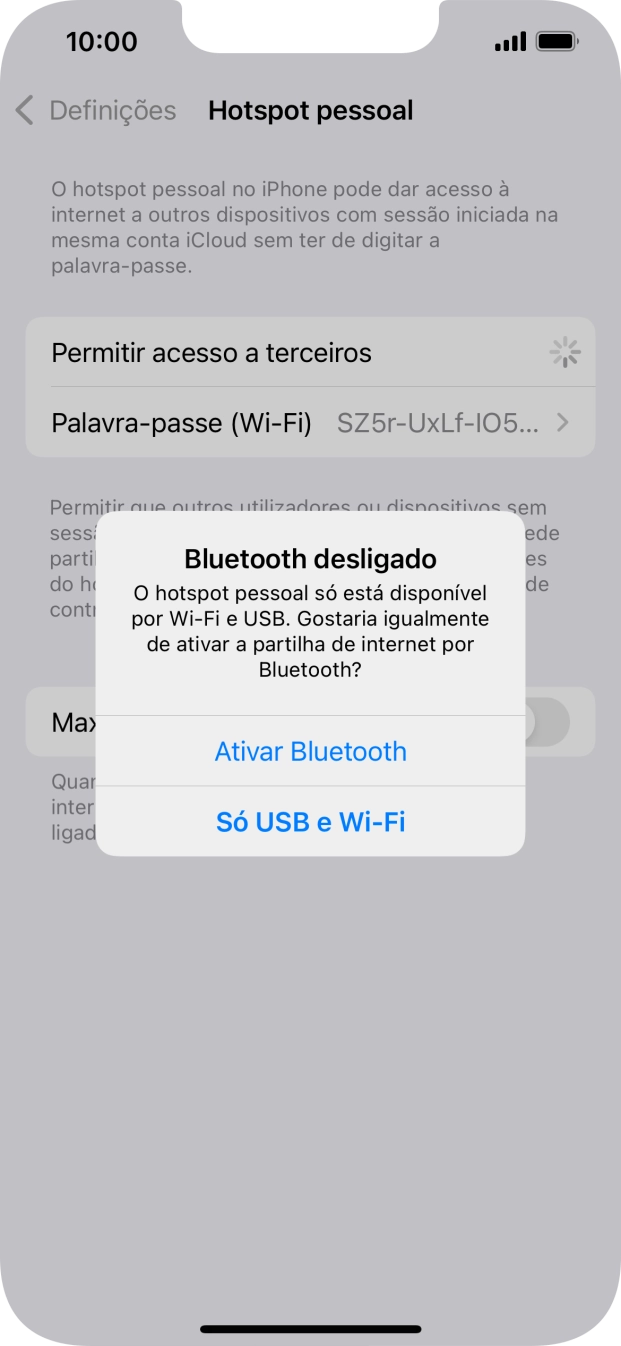 Se o Wi-Fi estiver ativado, prima Só USB e Wi-Fi .