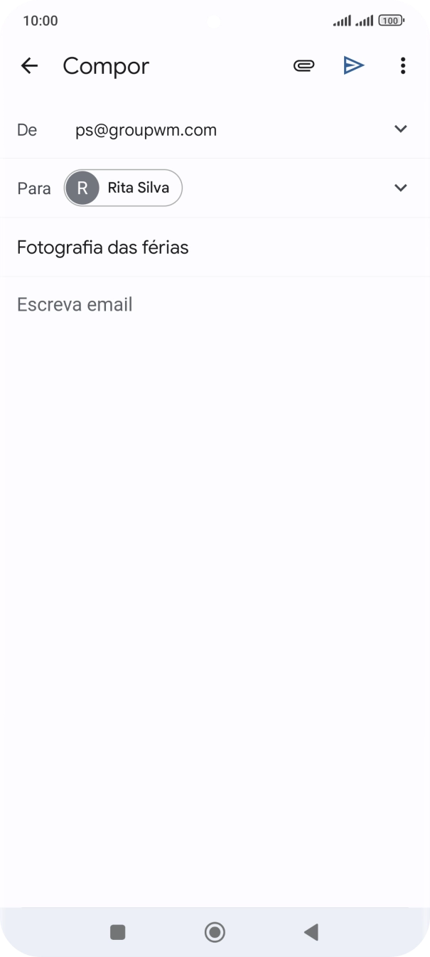 Prima o campo de escrita e escreva o texto do e-mail.