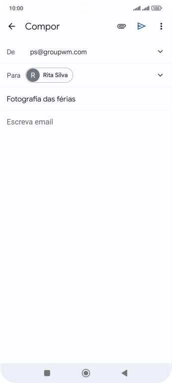 Prima o campo de escrita e escreva o texto do e-mail.