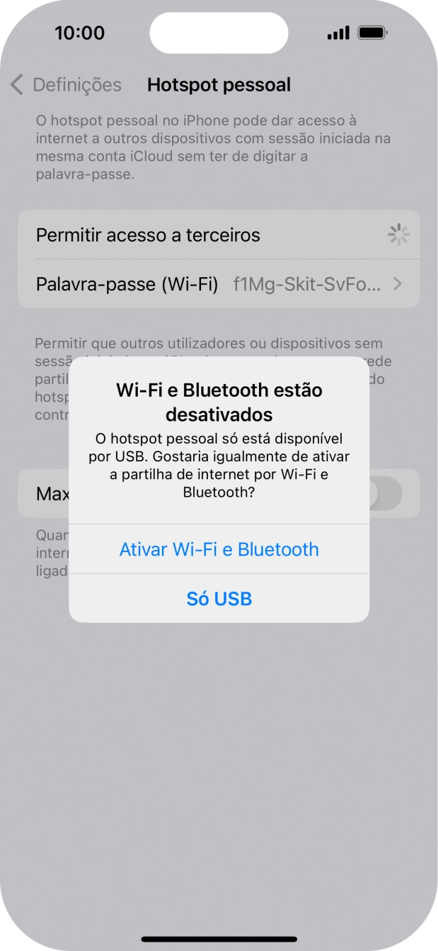 Se o Wi-Fi estiver desativado, prima Ativar Wi-Fi e Bluetooth.
