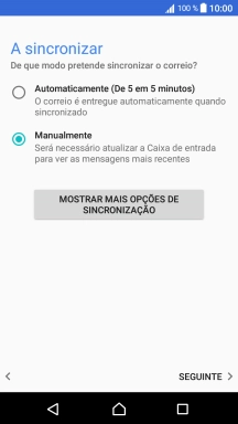 Prima MOSTRAR MAIS OPÇÕES DE SINCRONIZAÇÃO.