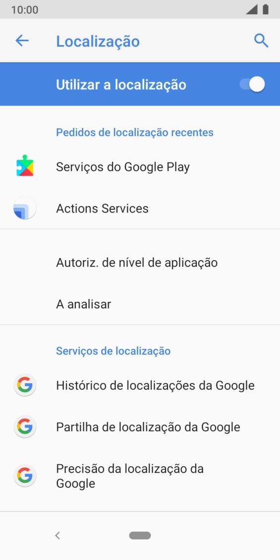 Prima Precisão da localização da Google.