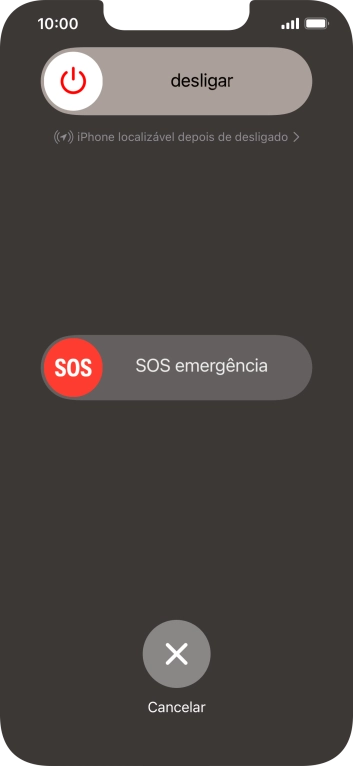 Prima o ícone para desligar e arraste-o para a direita.