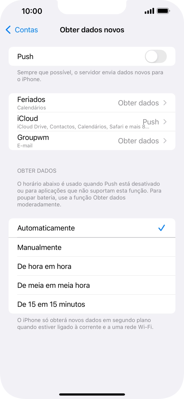 Se desativar a função, prima a definição pretendida.