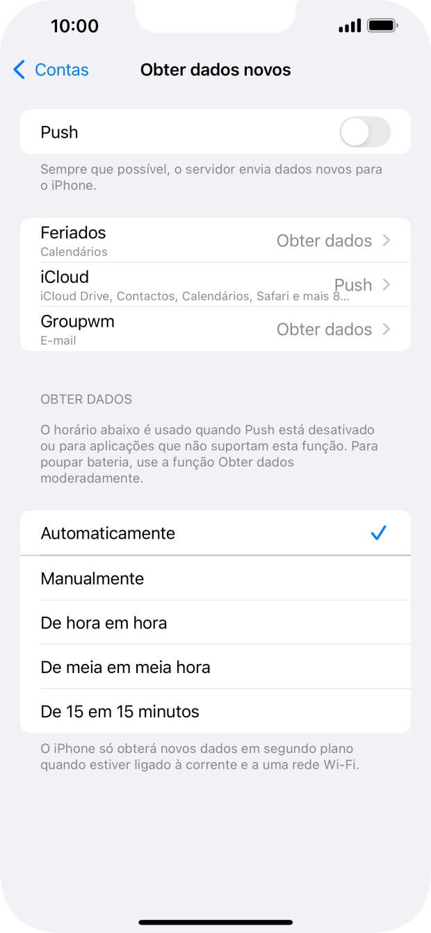 Se desativar a função, prima a definição pretendida.