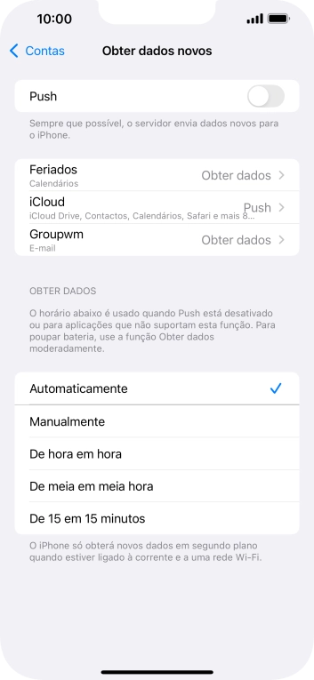 Se desativar a função, prima a definição pretendida.