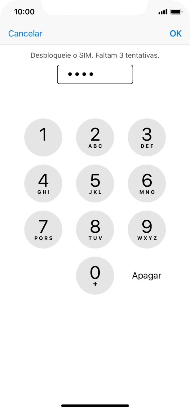Introduza o seu código PIN e prima OK.