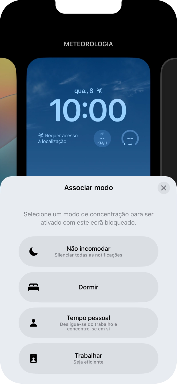 Prima o modo de concentração pretendido.