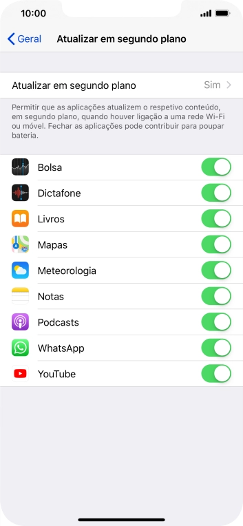 Prima Atualizar em segundo plano.