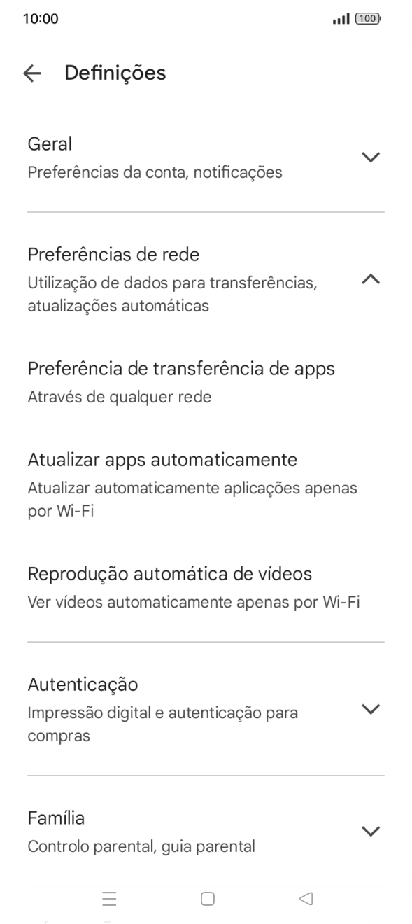 Prima Atualizar apps automaticamente.