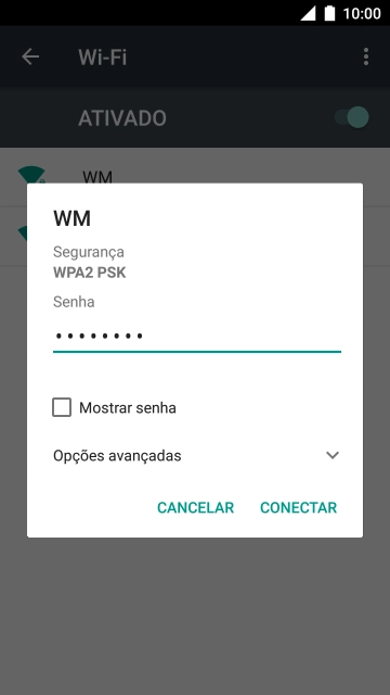Introduza a password da rede Wi-Fi e prima CONECTAR.