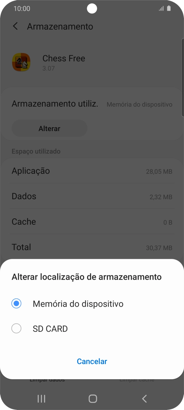 Prima o nome do cartão de memória.