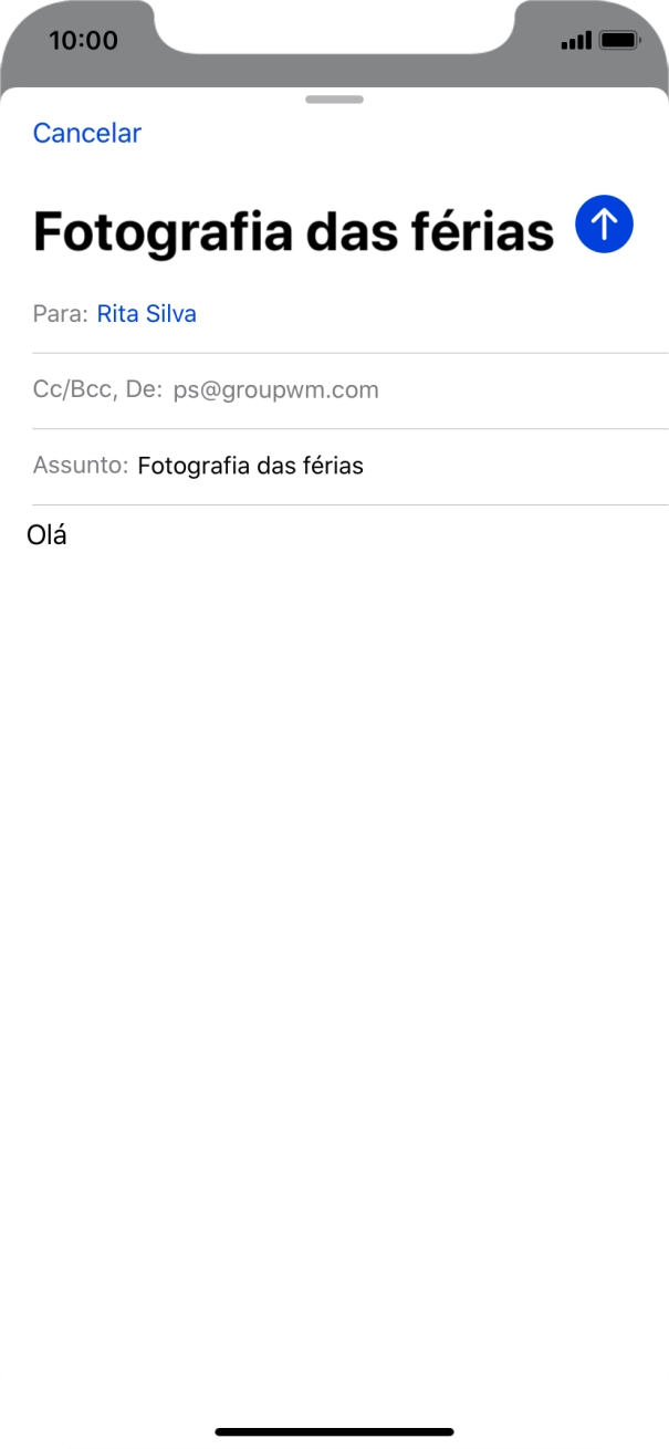 Mantenha premido o campo de escrita até aparecer um menu no ecrã.