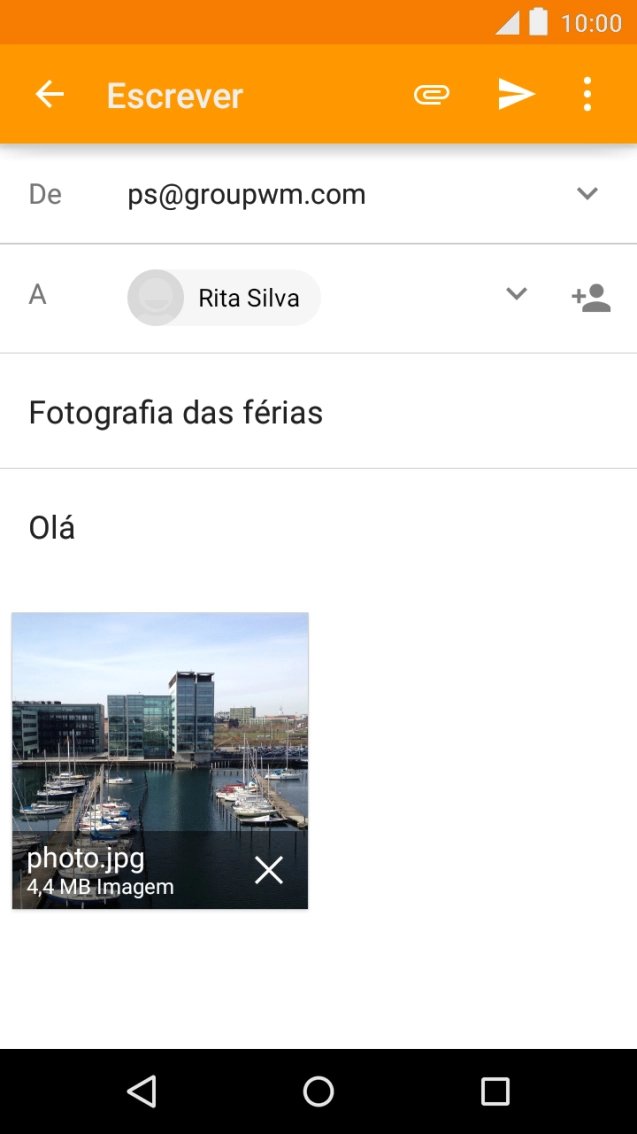 Prima o ícone para enviar quando terminar de escrever o seu e-mail.