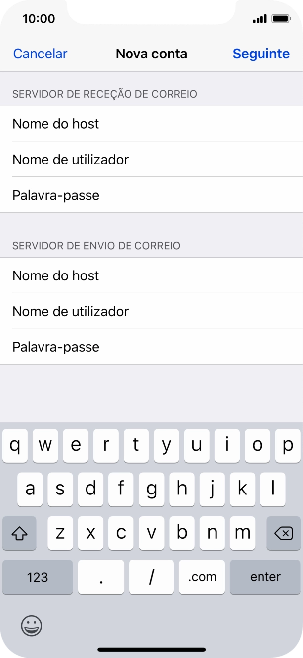Prima Nome de utilizador e introduza o nome de utilizador da sua conta de e-mail na Vodafone.
