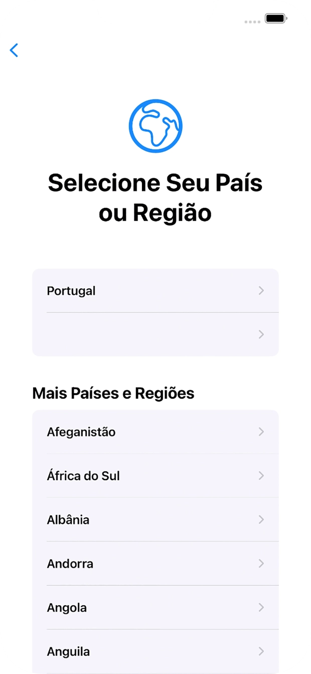 Prima a área ou país pretendido.