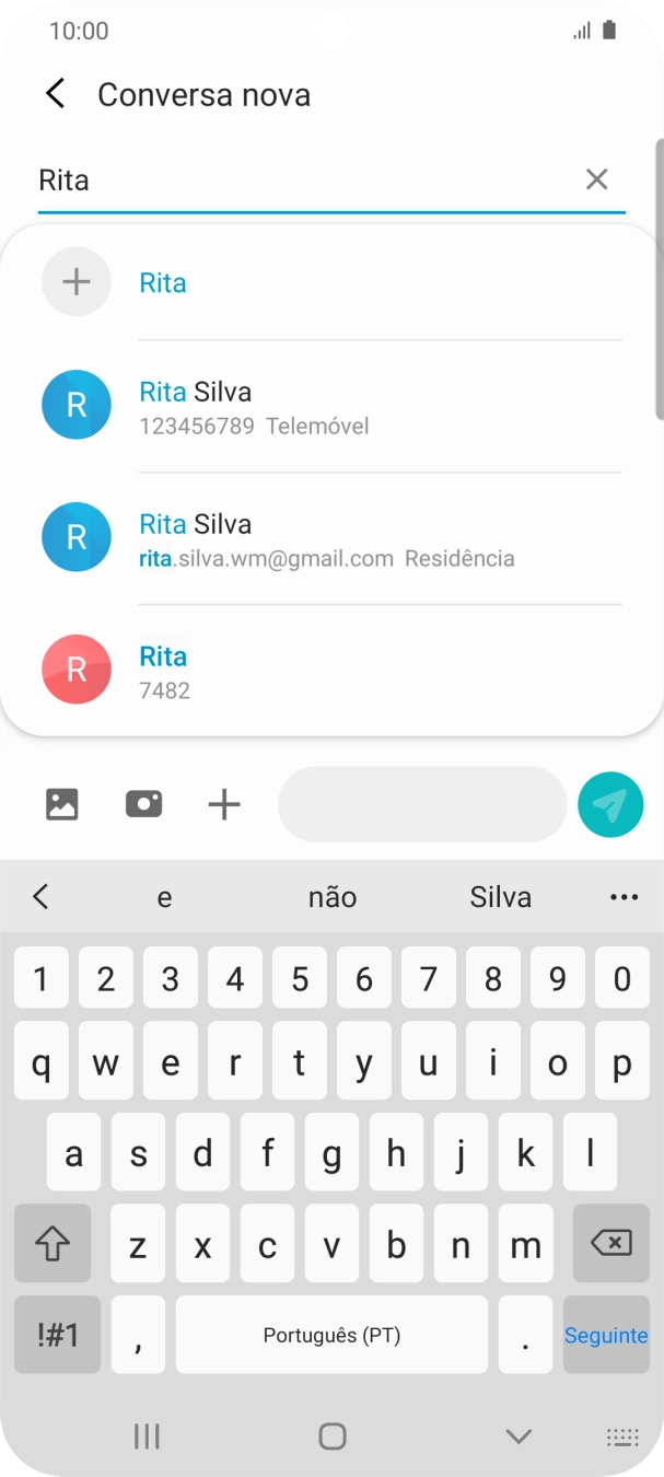 Prima o contacto pretendido.