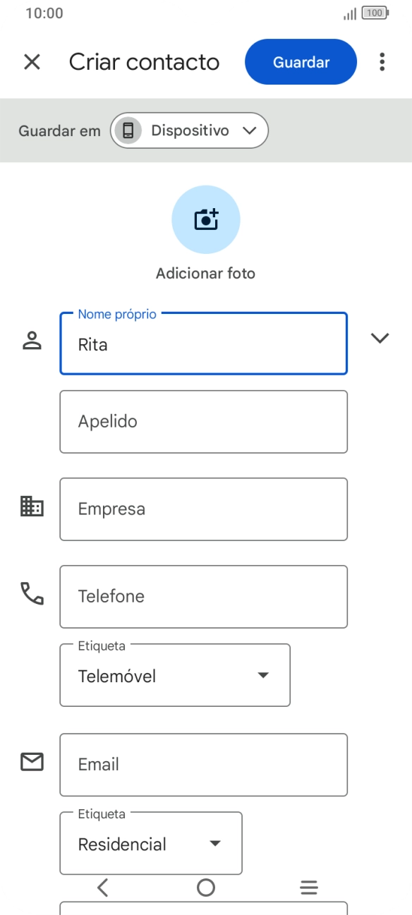 Prima Apelido, e introduza o apelido pretendido.