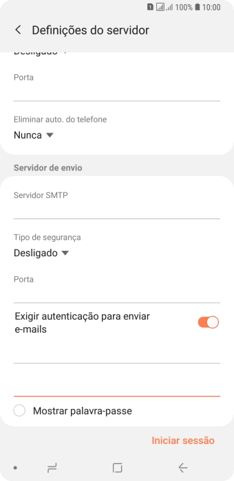 Prima Iniciar sessão.