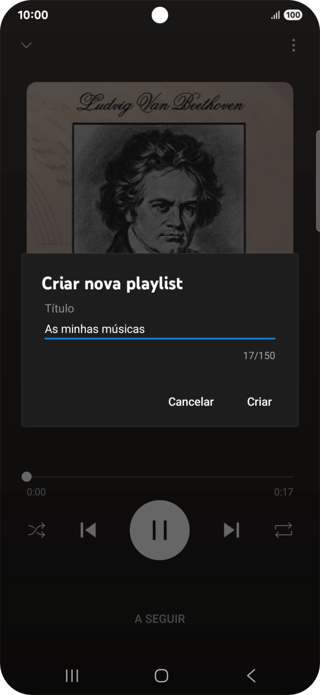 Introduza o nome pretendido para a lista de reprodução e prima Criar.