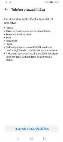 Válaszd a TELEFON VISSZAÁLLÍTÁSA lehetőséget.