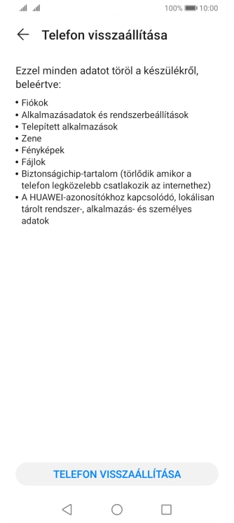 Válaszd a TELEFON VISSZAÁLLÍTÁSA lehetőséget.